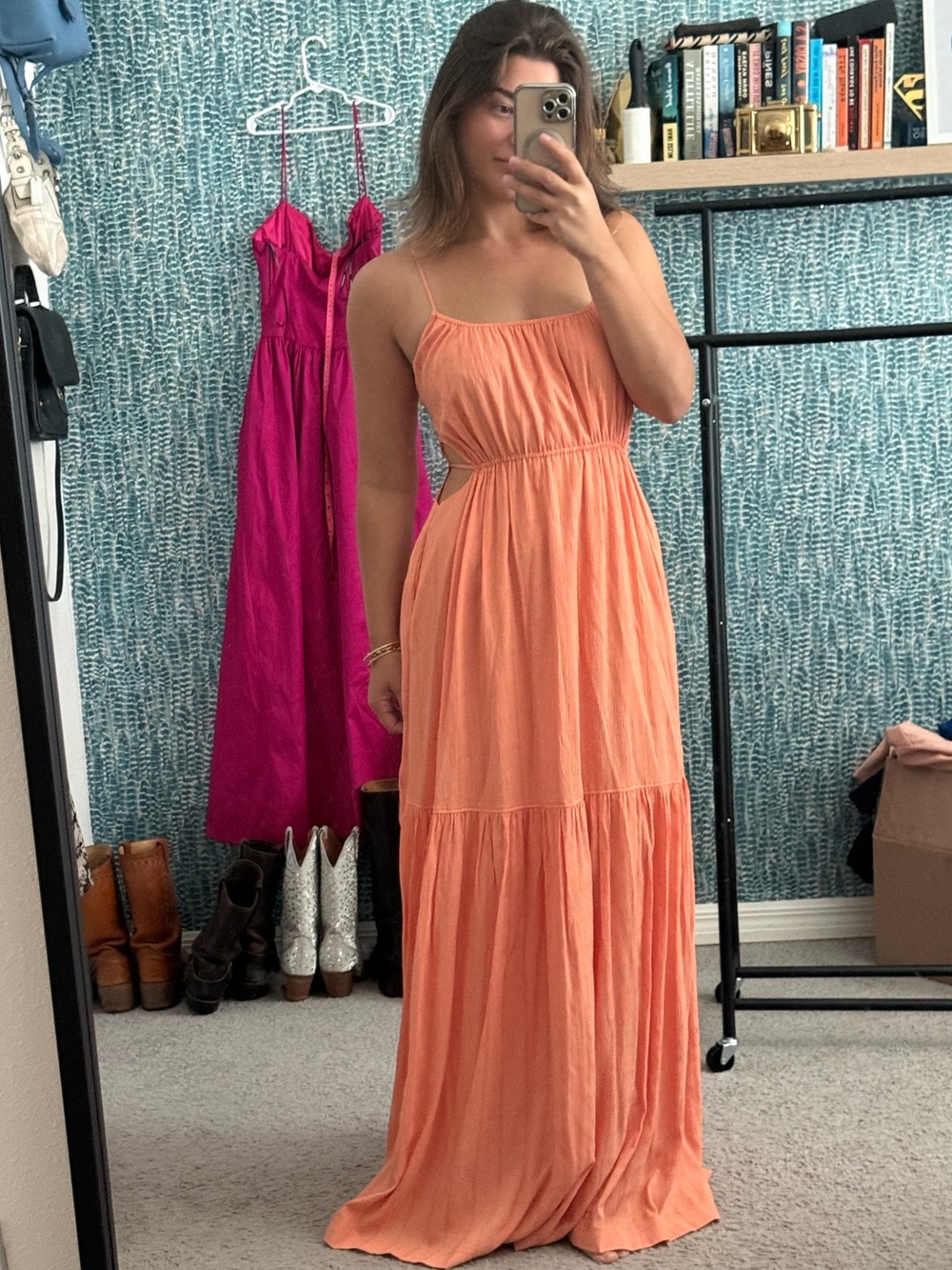NWOT Jonathan Simkhai Lisa Flowy Maxi Dress in Peach
